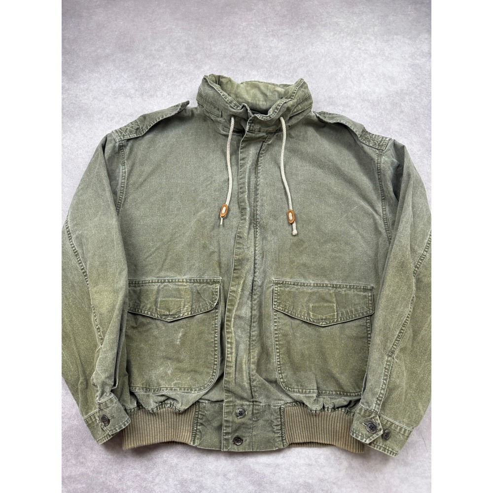 VTG Banana Republic Safari Travel Bomber Jacket Olive Green Military Men S Hood
